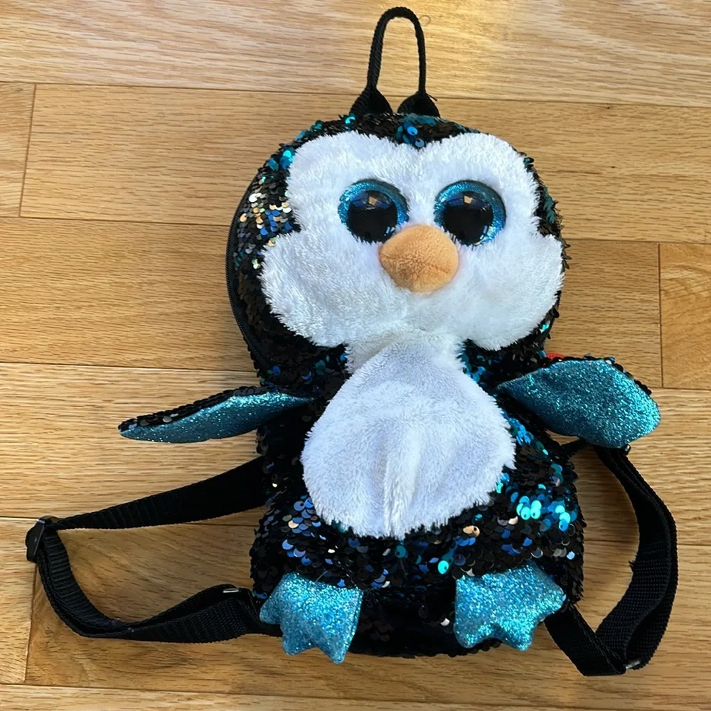 TY Waddles Sequins Penguin Kids Backpack with Adjustable Straps.
